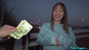 Russian brunette Kate enchants with grace in a daring public dance