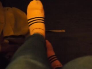 Teen Takes Off Socks And Stretches Her Toes