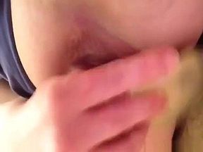 Pussy rubbing and a big dildo make my wife cum