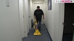 Blonde girl sucks a huge cock then gets shaved pussy fucked hard