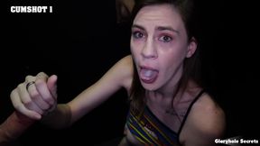 gets strangers to shoot huge loads of cum down her throat 1st visit