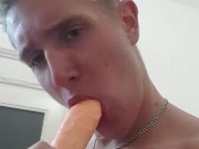 Christian Levine - HUGE dildo SUCKING with EPIC VIEW