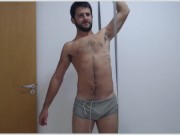 straight dominant guy working out on speedos teases and mocks you