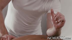 Masseur handles his customers cock and offers him his tight ass