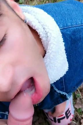 Amateur Long Blowjob POV - Sucking in Light Rainy Day Outside