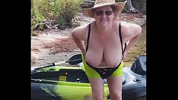 Nicebigddd flashes huge real tits kayaking