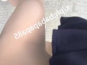 red bottom high heels sissy pissing on the road