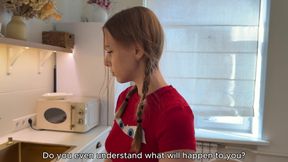 The Step-stepfather Fucked His Step-stepdaughter for Her Mistake - She'll Have to Work It off with Her Pussy