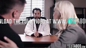 Cunning doctor fucks big tits MILF in front of infertile husband