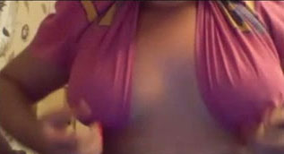 Nice big teen boobs are wrapped in sexy pink shirt