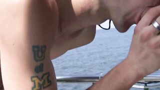 Bunch of friends take turns barebacking tattoed guy on boat