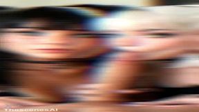 Two emo goths share rod in POV 3D game