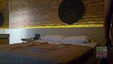Petite Latina milf rides and sucks big cock in a threesome