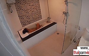 Amateur Thai teen Cherry fucked in the bath by a big white dick