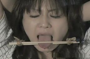 Wild lesbian Japanese bondage with hot strap on sex