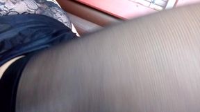 Frivolous in high heels on the porch ** Outdoor **
