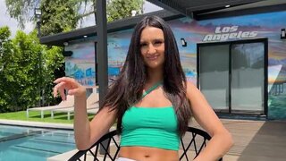 Petite girlfriend is going to suck him before taking that dong