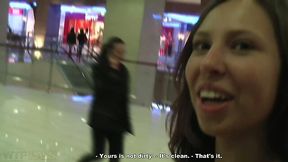 Ugly Russian bitch is shopping in a mall