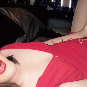 Princess Bunnie: CD MILF in Red Dress Cums Hard