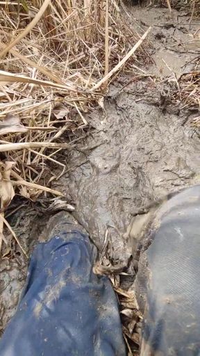 Bare feet playing in mud part 2 moments