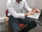 Spy on this horny straight guy having a discreet wank at the office! and surprise him after he nuts.
