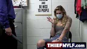 Security officer Robby Echo brings anti-masker MILF Brooke Banner to the backroom after catching her stealing some jewelry on camera.