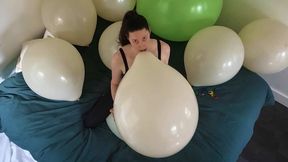 88 Blowing up and Riding 18in Tan Balloons Nonpop