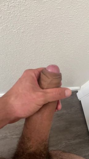 Stroking my fat cock