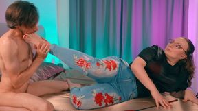 Sweaty Foot Cleaning Duty - Cold Mistress Treats Naked Slave Like a Towel, CFNM Feet Licking - Strict MILF in Glasses Ignores Her Thing Caring Her Soles (4K)