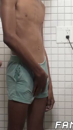 Gorgeous young ebony gays jerking off big cocks and cums   Clip 1