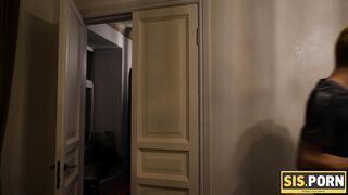 SISPORN. Guy finds blindfolded stepsister in the bedroom and has sex