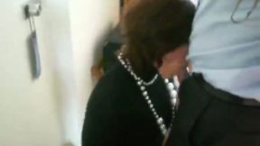 Voracious brunette assistant gives me a blowjob right in office