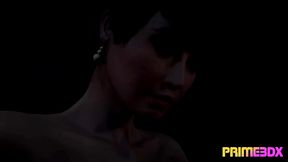 Futa nurse gives a deepthroat blowjob to a huge 3D cock