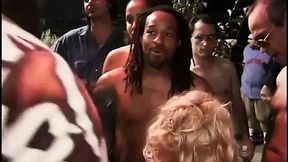 Hot Black Lady With Large Breasts Opens Legs For Group Sex Action