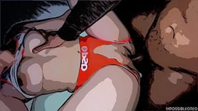 Sinful temptress welcomes thick black shaft into her twin holes at night