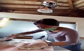 Man cums on his Asian waxes balls