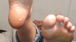 Mature MILF Country Cowgirl Tiny Feet Milks BBC Footjob