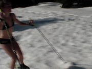 Rare sex video - fucking on ski in he winter forrest