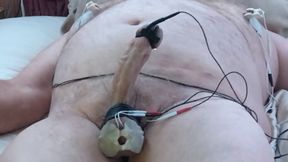 Bound balls &amp; nipple clamps are estimmed, and conductive tubing cinches the end of my dick. HFO