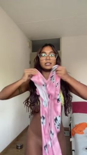 Try on haul lingerie: watch this petite Indian try on cute lingerie
