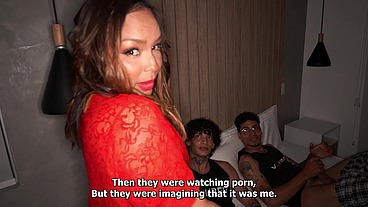 Stepbrothers masturbate together and their stepmother discovers them, now what will happen?