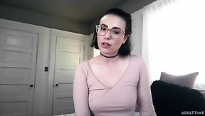 Flexible sporty brunette in glasses is ready for some wild solo masturbation