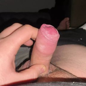 Fat guy masturbates his penis