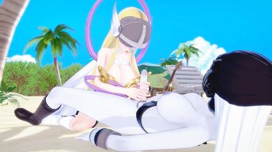 дэдзимон (Digimon) Хентай 3D Angewomon x Леди Девимон (Фута)