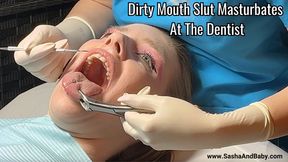 Latex Gloves in her Dirty Mouth - Slut Masturbates At The Dentist