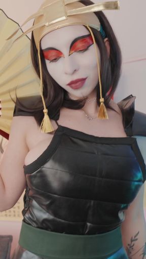 Amateur teen with big tits shows off her cosplay outfit while spreading her assh