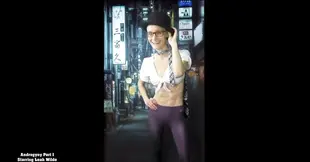 Androgynous star Leah Wilde gives a sloppy blowjob in remastered footage