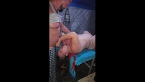 Pregnant MILF gets fucked in a campground