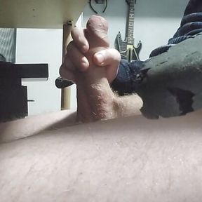 Amateur Stepbrother jerks off huge cock so much