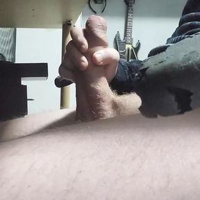 Amateur Stepbrother jerks off huge cock so much